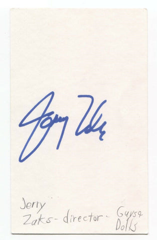 Jerry Zaks Signed 3x5 Index Card Autographed Director Guys and Dolls