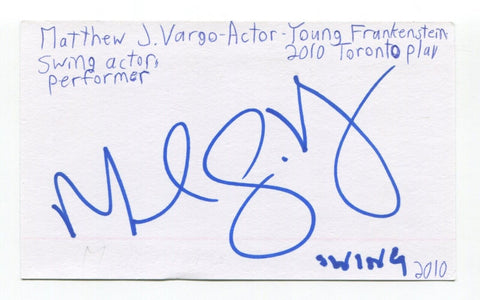 Matthew J. Vargo Signed 3x5 Index Card Autographed Actor The Producers