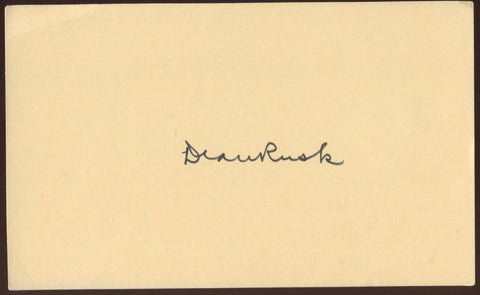 Dean Rusk Signed Index Card Autographed Signature AUTO Secretary of State