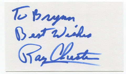 Raymond Chester Signed 3x5 Index Card Autographed Signature Football Raiders