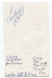 Leslie Wall Signed 3x5 Index Card Autographed Signature Actress