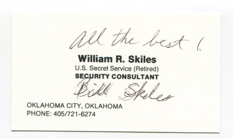 Bill Skiles Signed Business Card Autographed Secret Service Agent For JFK