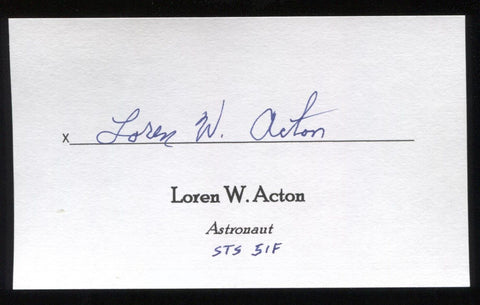 Loren Acton Signed 3x5 Index Card Signature Autographed NASA Astronaut Space