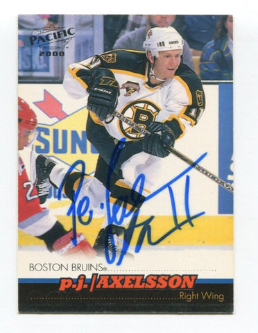 1999-00 Pacific PJ Axelsson Signed Card Hockey Autograph AUTO #18 Boston Bruins