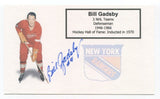 Bill Gadsby Signed 3x5 Index Card Autographed NHL Hockey Detroit Red Wings HOF
