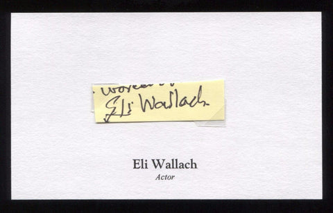 Eli Wallach Signed 3x5 Index Card Autographed Signature