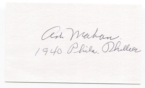 Art Mahan Signed 3x5 Index Card Autographed MLB Baseball 1940 Phillies