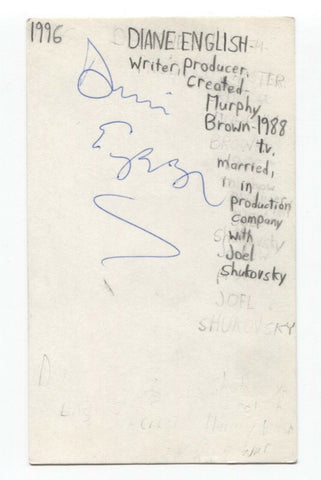 Diane English Signed 3x5 Index Card Autograph Signature Producer Director