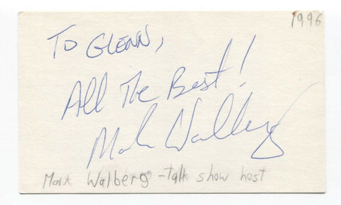 Mark Walberg Signed 3x5 Index Card Autographed Signature Actor Talk Show Host
