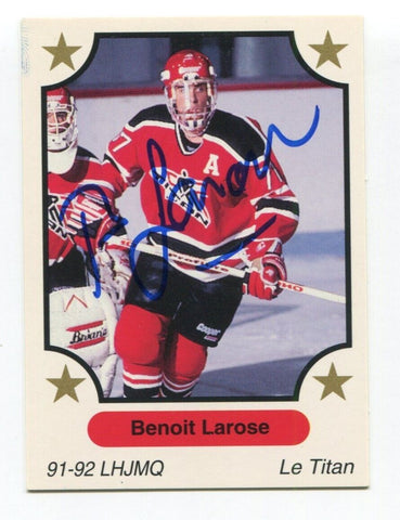 1991 7th Inning Sketch Benoit Larose Signed Card Hockey Autograph NHL AUTO #247
