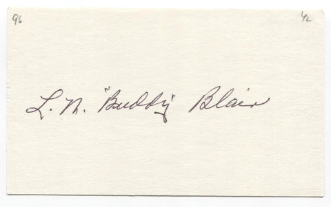 Buddy Blair Signed 3x5 Index Card Baseball Autographed Signature Athletics