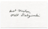 Walt Dubzinski Signed 3x5 Index Card Autographed Football 1943 New York Giants