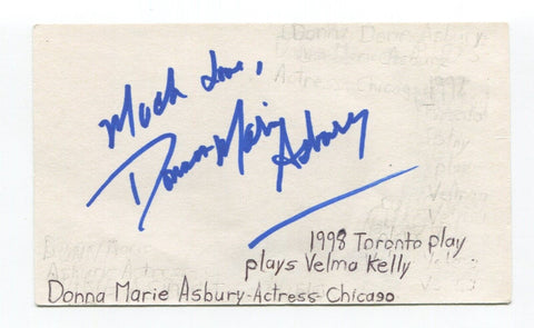 Donna Marie Asbury Signed 3x5 Index Card Autographed Actress Chicago