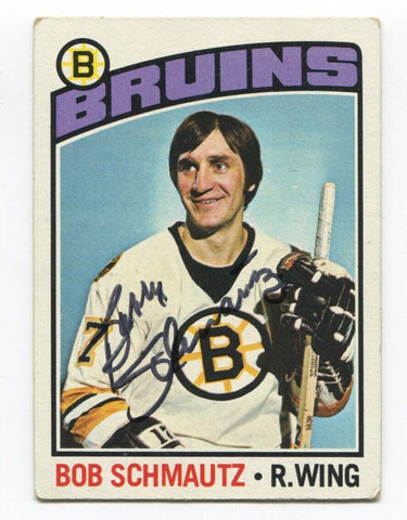 1976-77 Topps Bob Schmautz Signed NHL Hockey Card Autographed AUTO #189