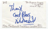 Mike MacDonald Signed Index 3x5 Card Autographed Comedian David Letterman Show