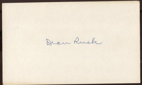 Dean Rusk Signed Index Card Autographed Signature AUTO Secretary of State