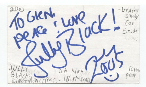 Jully Black Signed 3x5 Index Card Autographed Signature Singer Actress