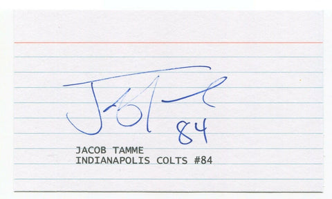 Jacob Tamme Signed 3x5 Index Card Autographed Football NFL Baltimore Colts