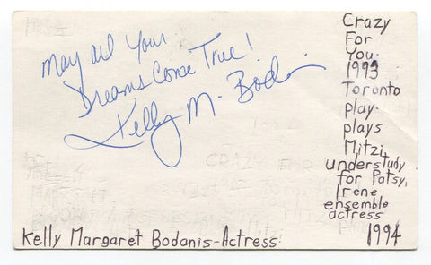 Kelly Margaret Bodanis Signed 3x5 Index Card Autographed Actress Crazy For You
