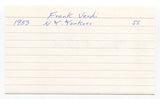 Frank Verdi Signed 3x5 Index Card Autograph Baseball MLB New York Yankees