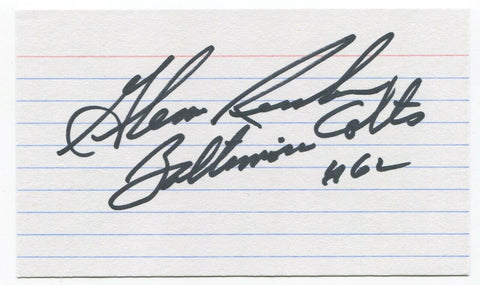 Glenn Ressler Signed 3x5 Index Card Autographed Football NFL Baltimore Colts