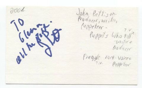 John Pattison Signed 3x5 Index Card Autographed Signature Producer Writer