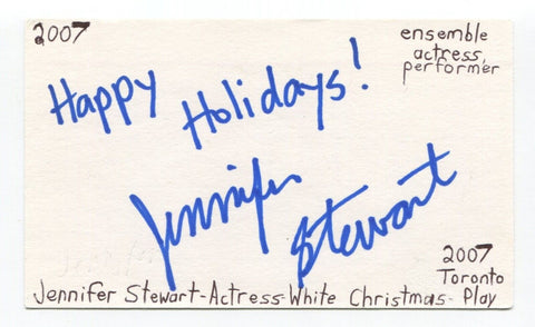 Jennifer Stewart Signed 3x5 Index Card Autographed Actress Hairspray