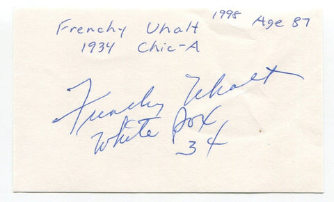 Frenchy Uhalt Signed 3x5 Index Card Autographed MLB Baseball Chicago White Sox