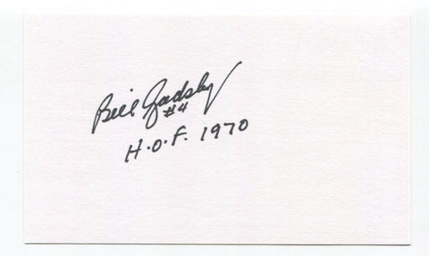 Bill Gadsby Signed 3x5 Index Card Autographed NHL Hockey Detroit Red Wings HOF