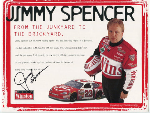 Jimmy Spencer Signed 8.5 x 11 inch Photo NASCAR Racing Race Car Driver
