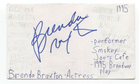 Brenda Braxton Signed 3x5 Index Card Autographed Signature Actress