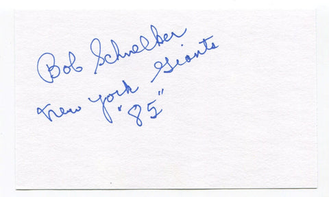 Bob Schnelker Signed 3x5 Index Card Autographed NFL Football New York Giants