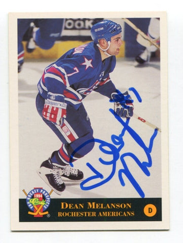 1994 Classic Games Pro Prospects Dean Melanson Signed Card Hockey NHL AUTO #102
