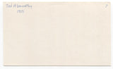 Ted Abernathy Signed 3x5 Index Card Baseball Autographed Washington Senators