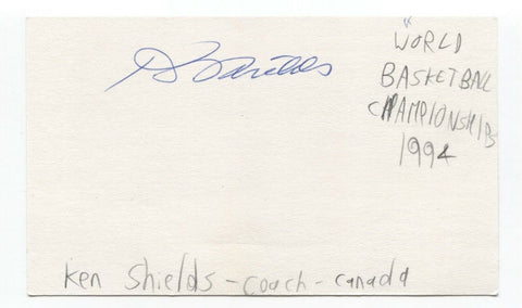 Ken Shields Signed 3x5 Index Card Autographed Signature Canada Basketball Coach