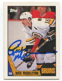 1987 Topps Rick Middleton Signed Card Hockey NHL AUTO #115 Boston Bruins