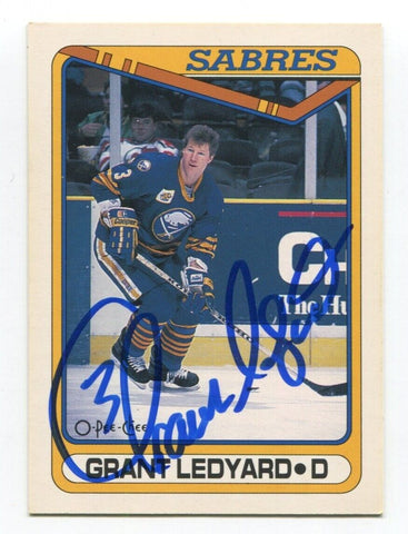 1990 O-Pee-Chee Grant Ledyard Signed Card Hockey NHL Autograph AUTO #406 Sabres