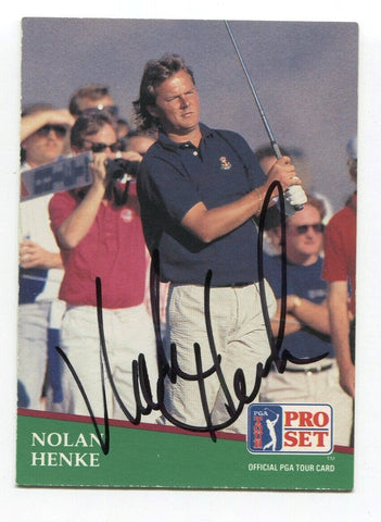 1991 Pro Set PGA Tour Golf Nolan Henke Signed Card Autographed Signature #62