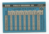 1990 Bowman Kelly Gruber Signed Card Baseball Autographed AUTO #519