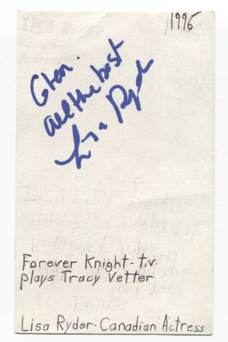 Lisa Ryder Signed 3x5 Index Card Autographed Signature Actress Andromeda