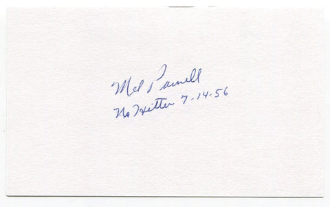 Mel Parnell Signed 3x5 Index Card Autographed Baseball Red Sox No Hitter 1956