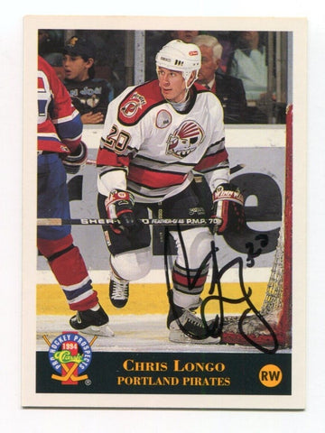 1994 Classic Pro Prospects Chris Longo Signed Card Hockey NHL Autograph AUTO #89