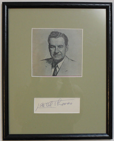 Lowell Thomas Vintage Signed Autograph Display Cut Signature Framed With Photo
