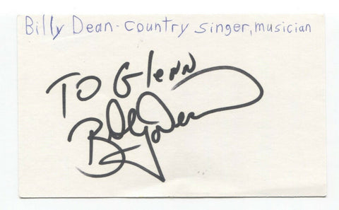 Billy Dean Signed 3x5 Index Card Autographed Signature Country Singer