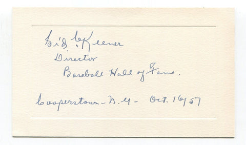 Sid Keener Signed Card Autograph Baseball Director Hall of Fame Cooperstown RARE