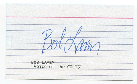 Bob Lamey Signed 3x5 Index Card Autographed Signature Football Colts Announcer
