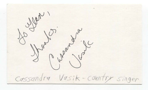 Cassandra Vasik Signed 3x5 Index Card Autographed Signature Country Singer