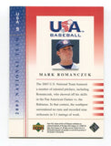 2003 Upper Deck Mark Romanczuk Signed Card Baseball Autographed AUTO USA