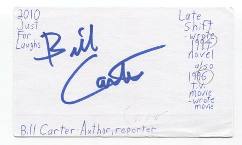 Bill Carter Signed 3x5 Index Card Autographed Signature Author Writer Director