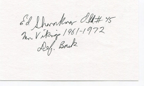 Ed Sharockman Signed 3x5 Index Card Autographed NFL Football Minnesota Vikings